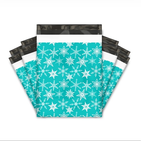 50 10X13 Snowflake Winter Poly Mailers Xmas - Picture 5 of 6